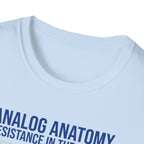 Analog Anatomy T-Shirt — 'Resistance in the Groove' Vintage Turntable Diagram Tee