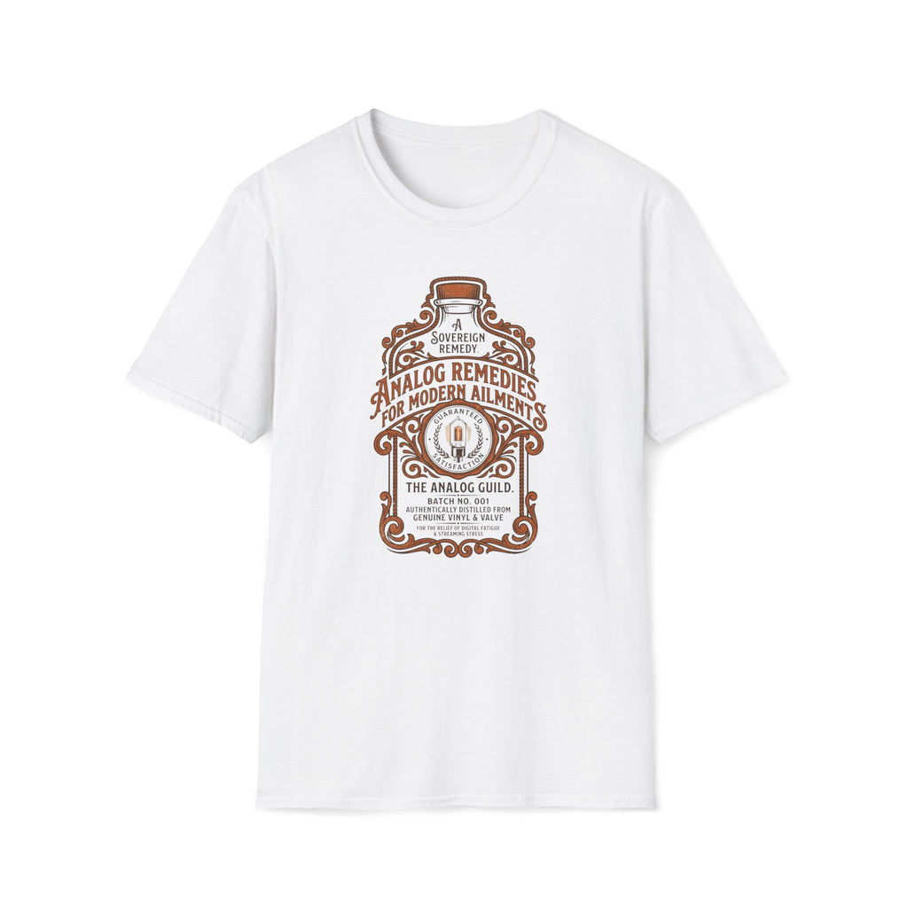 Analog Remedies Bottle T‑Shirt — Vintage Apothecary Design