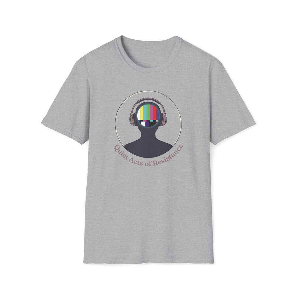 TV Test Pattern Headphones T‑Shirt — "Quiet Acts of Resistance" Graphic Tee