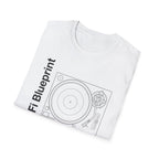 Hi‑Fi Blueprint Turntable T-Shirt — Retro Audio Diagram Tee