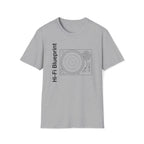 Hi‑Fi Blueprint Turntable T-Shirt — Retro Audio Diagram Tee
