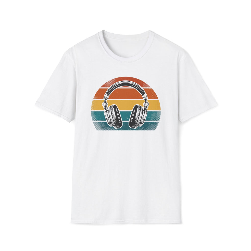 Retro Headphones T-Shirt — Vintage Sunset Music Tee