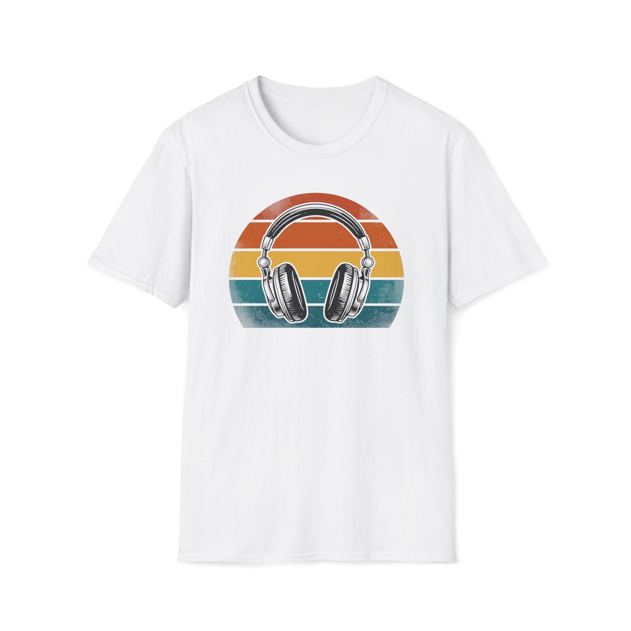 Retro Headphones T-Shirt — Vintage Sunset Music Tee