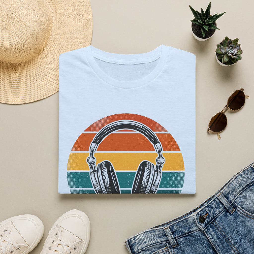 Retro Headphones T-Shirt — Vintage Sunset Music Tee