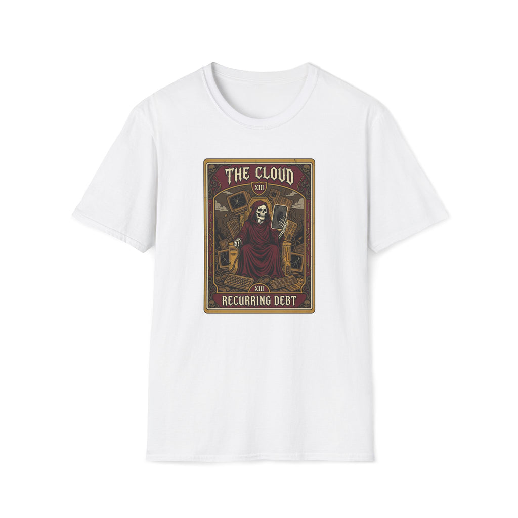 Tarot-Inspired 'The Cloud' Graphic T-Shirt — Gothic Skeleton Design