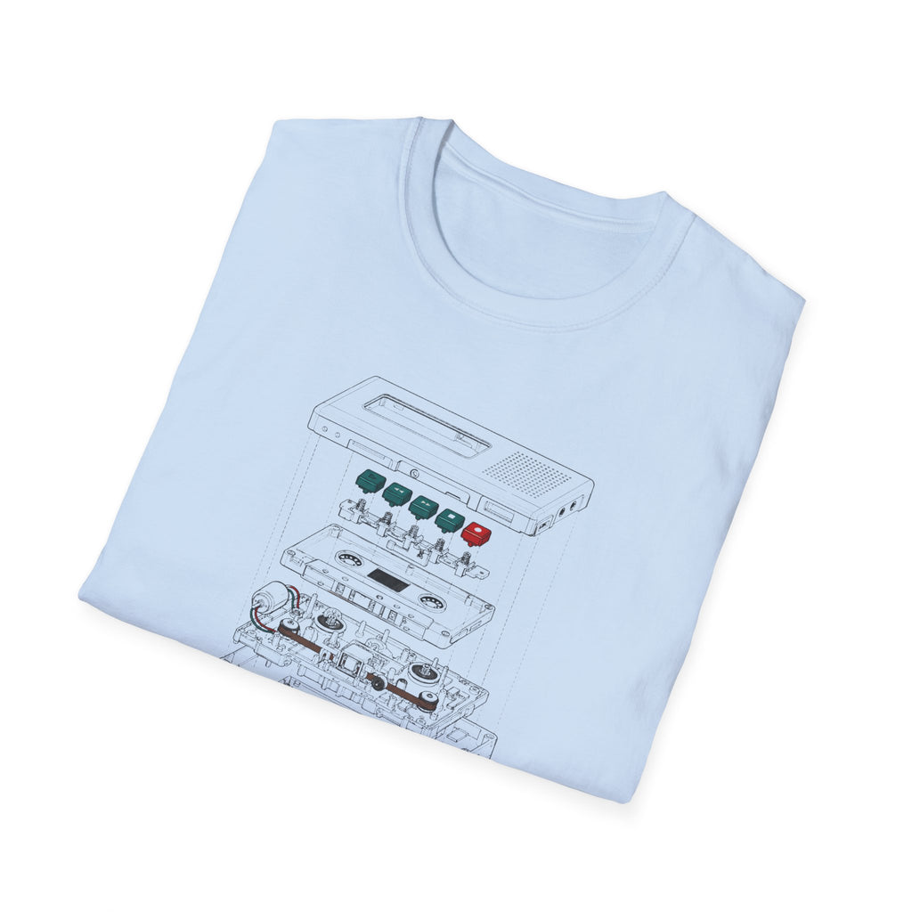 Cassette Tape Schematic T-Shirt — Retro Audio Diagram Tee