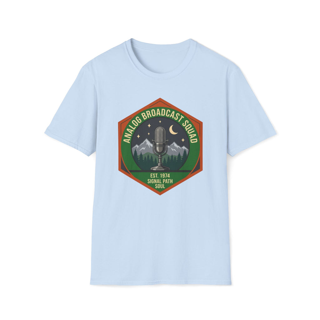 Analog Broadcast Squad T-Shirt — Vintage Microphone Mountain Logo