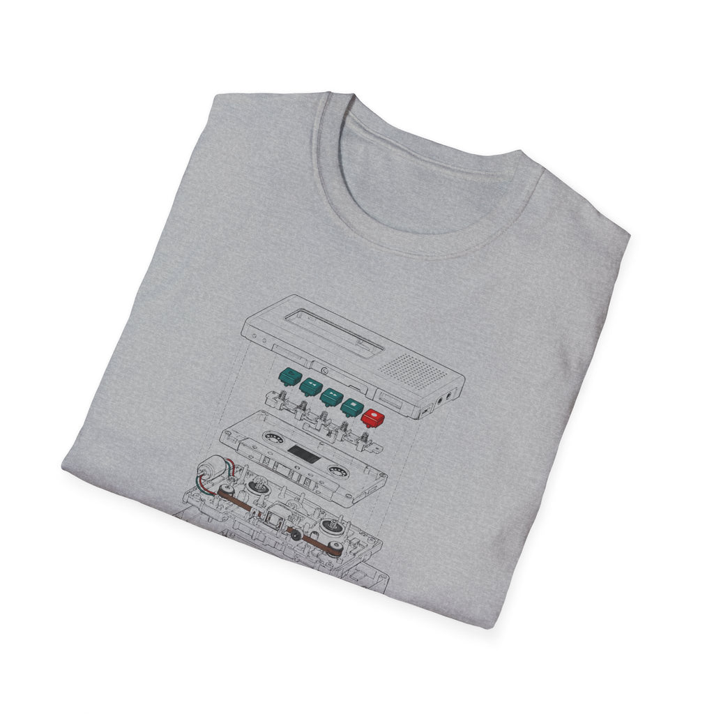 Cassette Tape Schematic T-Shirt — Retro Audio Diagram Tee