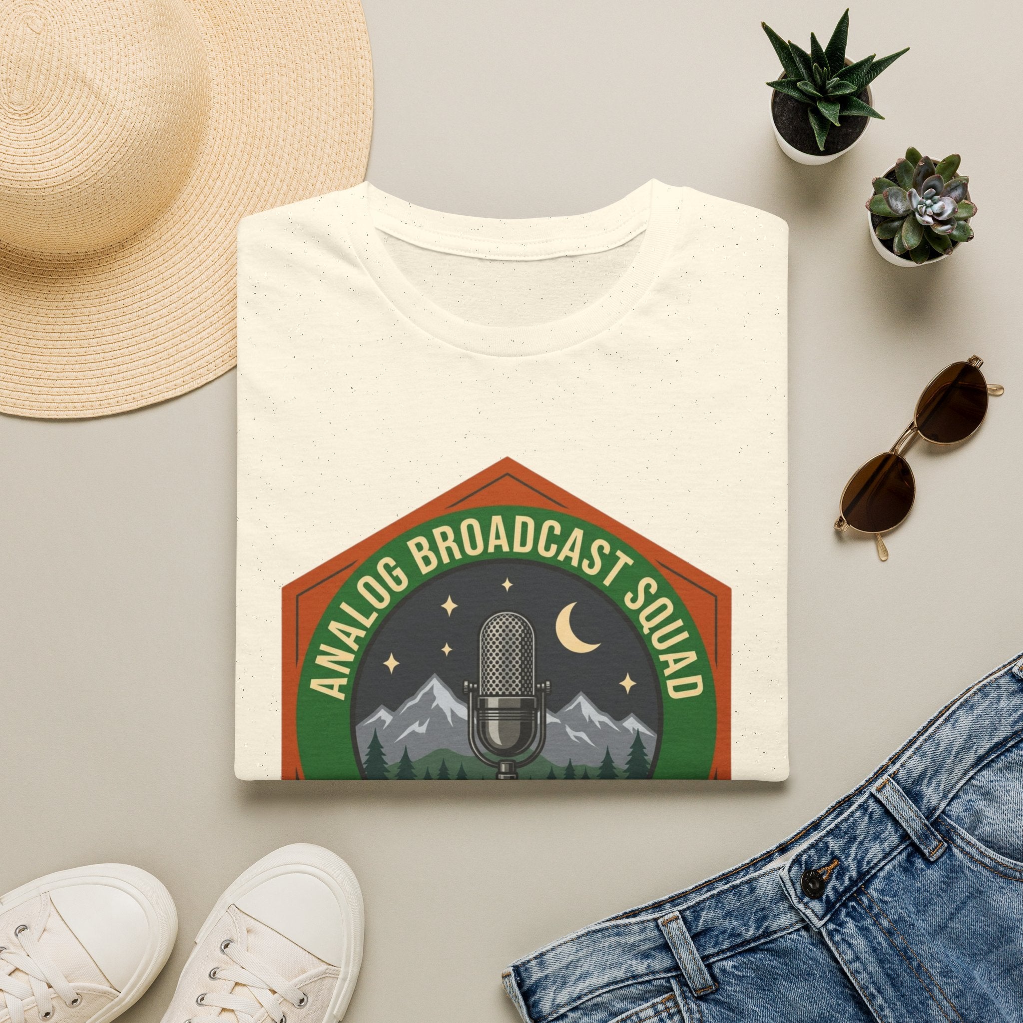 Analog Broadcast Squad T-Shirt — Vintage Microphone Mountain Logo