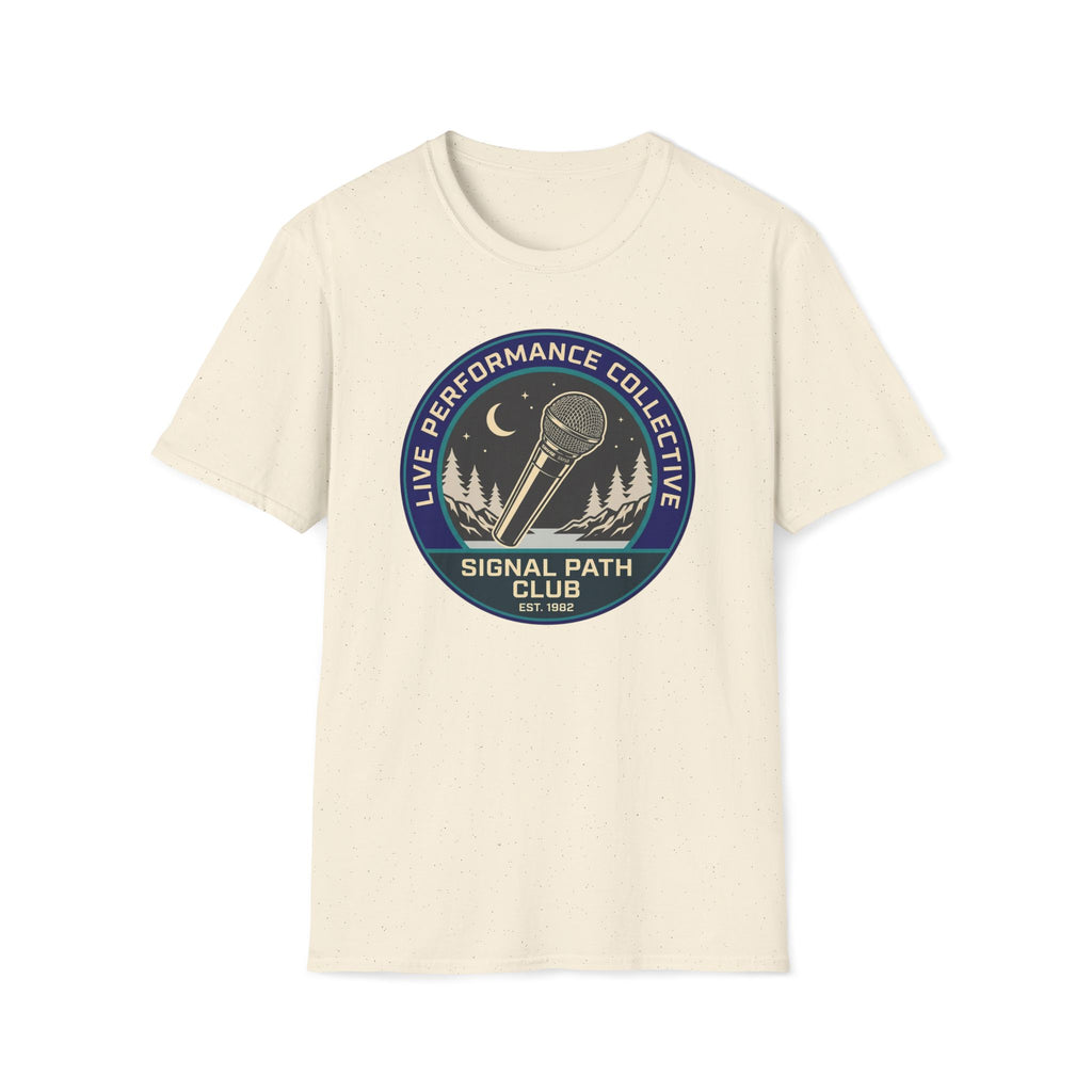 'Live Performance Collective' T‑Shirt — Signal Path Club Microphone Concert Tee