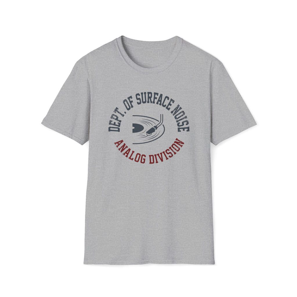 Analog Division T‑Shirt — Dept. of Surface Noise Retro Audio Tee