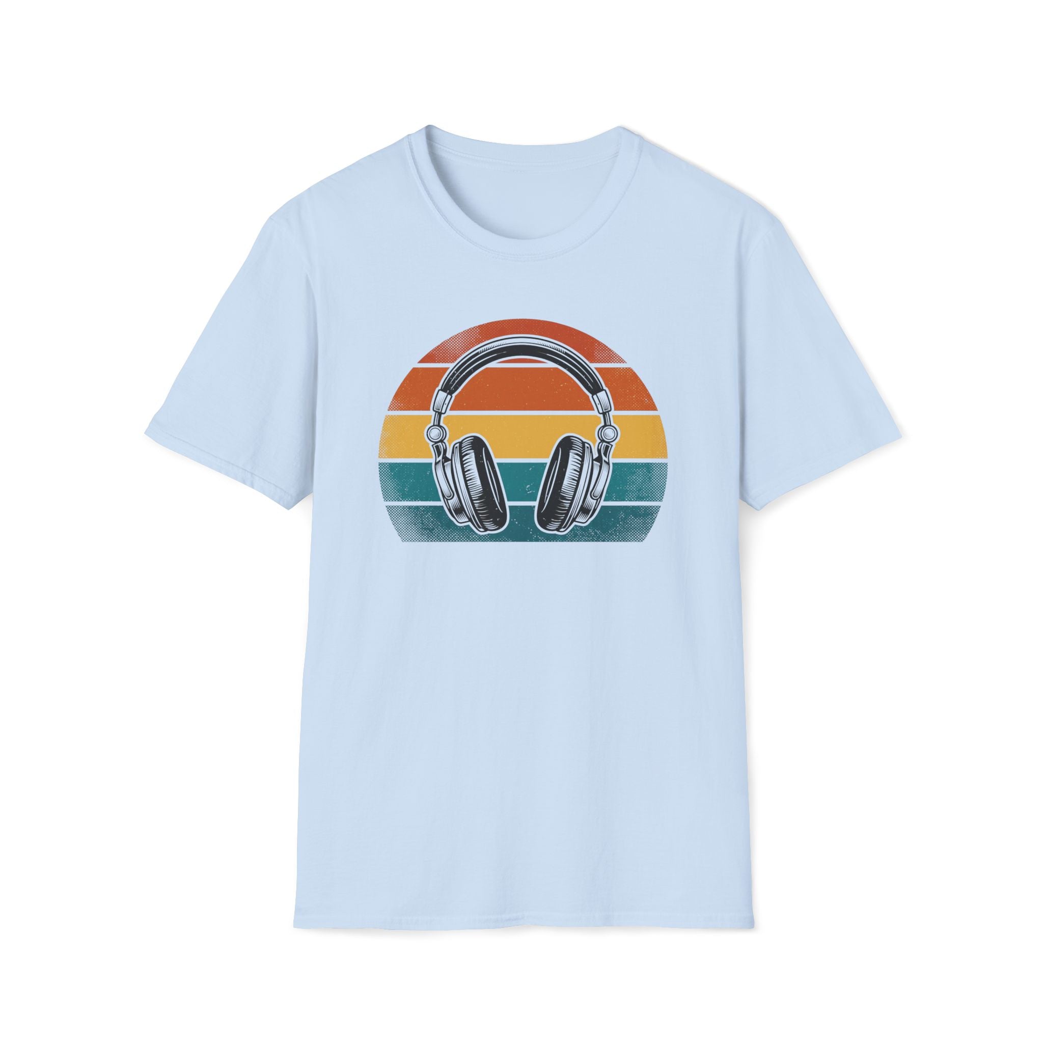 Retro Headphones T-Shirt — Vintage Sunset Music Tee