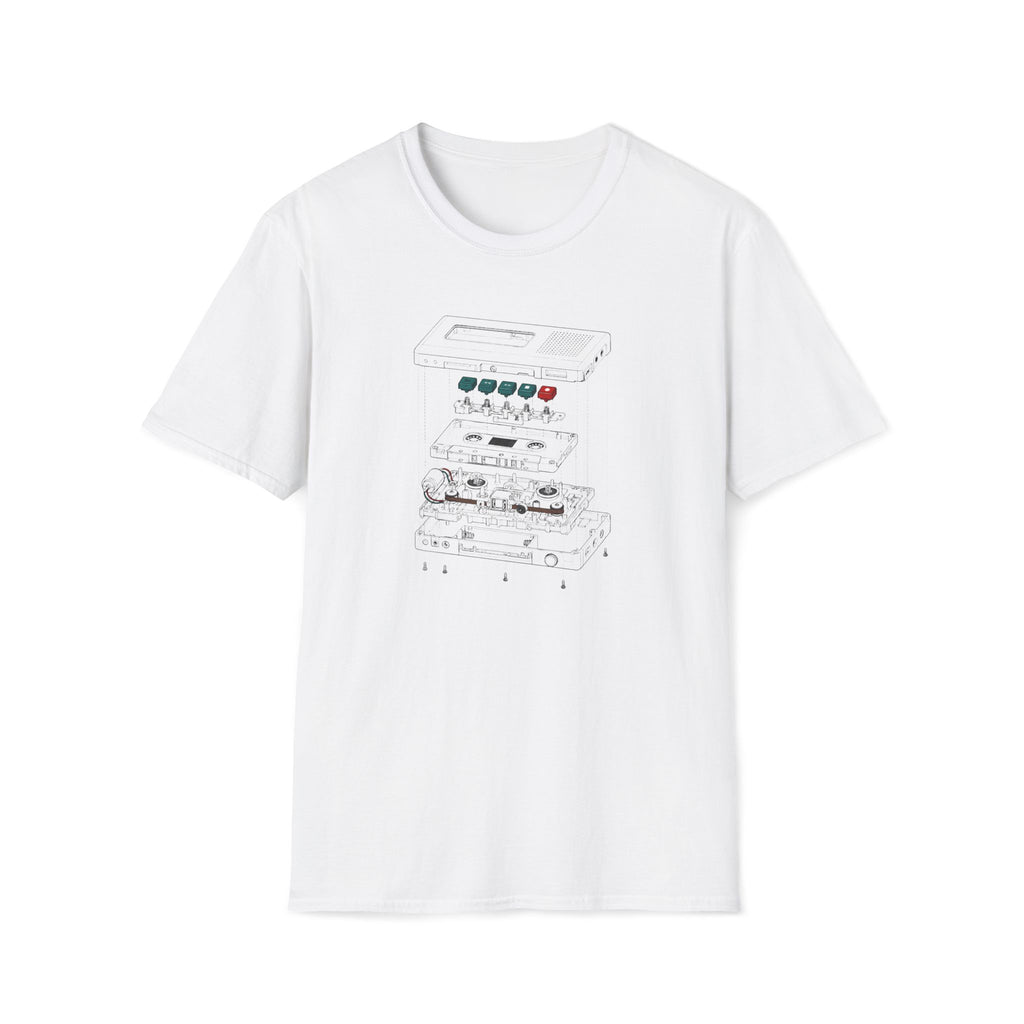 Cassette Tape Schematic T-Shirt — Retro Audio Diagram Tee
