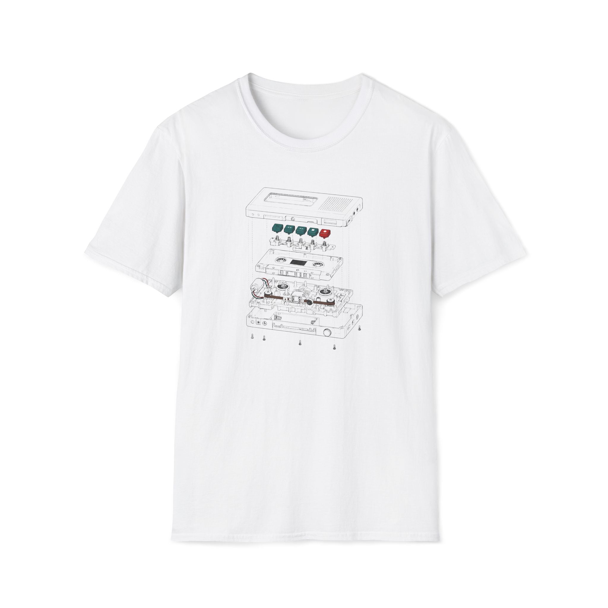 Cassette Tape Schematic T-Shirt — Retro Audio Diagram Tee
