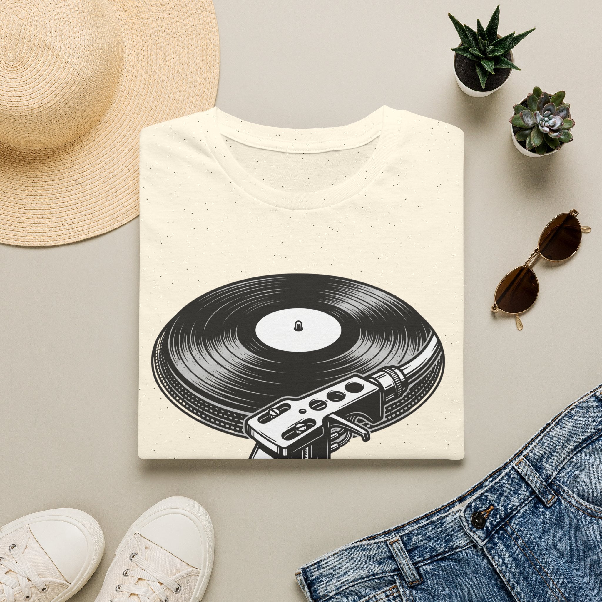 Vintage Vinyl Record T-Shirt — Retro Turntable Graphic Tee