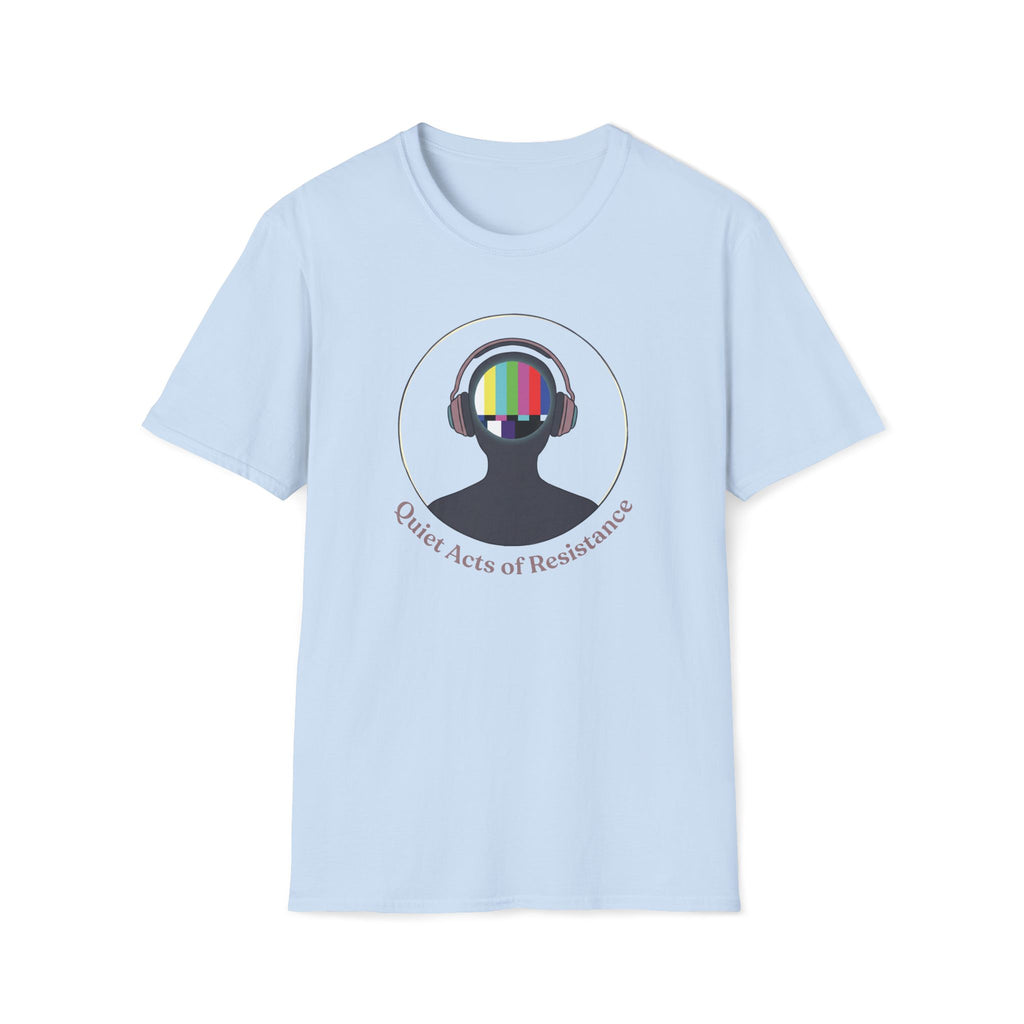 TV Test Pattern Headphones T‑Shirt — "Quiet Acts of Resistance" Graphic Tee