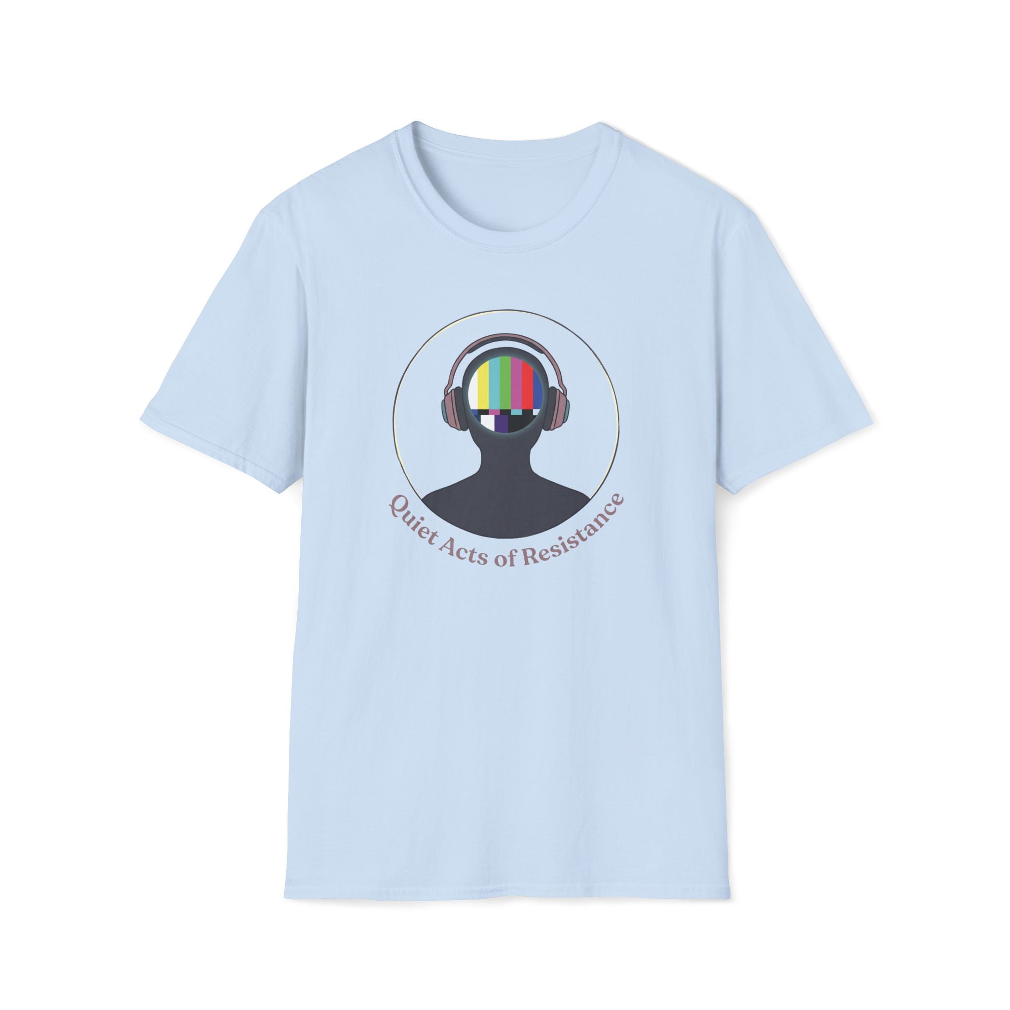 TV Test Pattern Headphones T‑Shirt — "Quiet Acts of Resistance" Graphic Tee