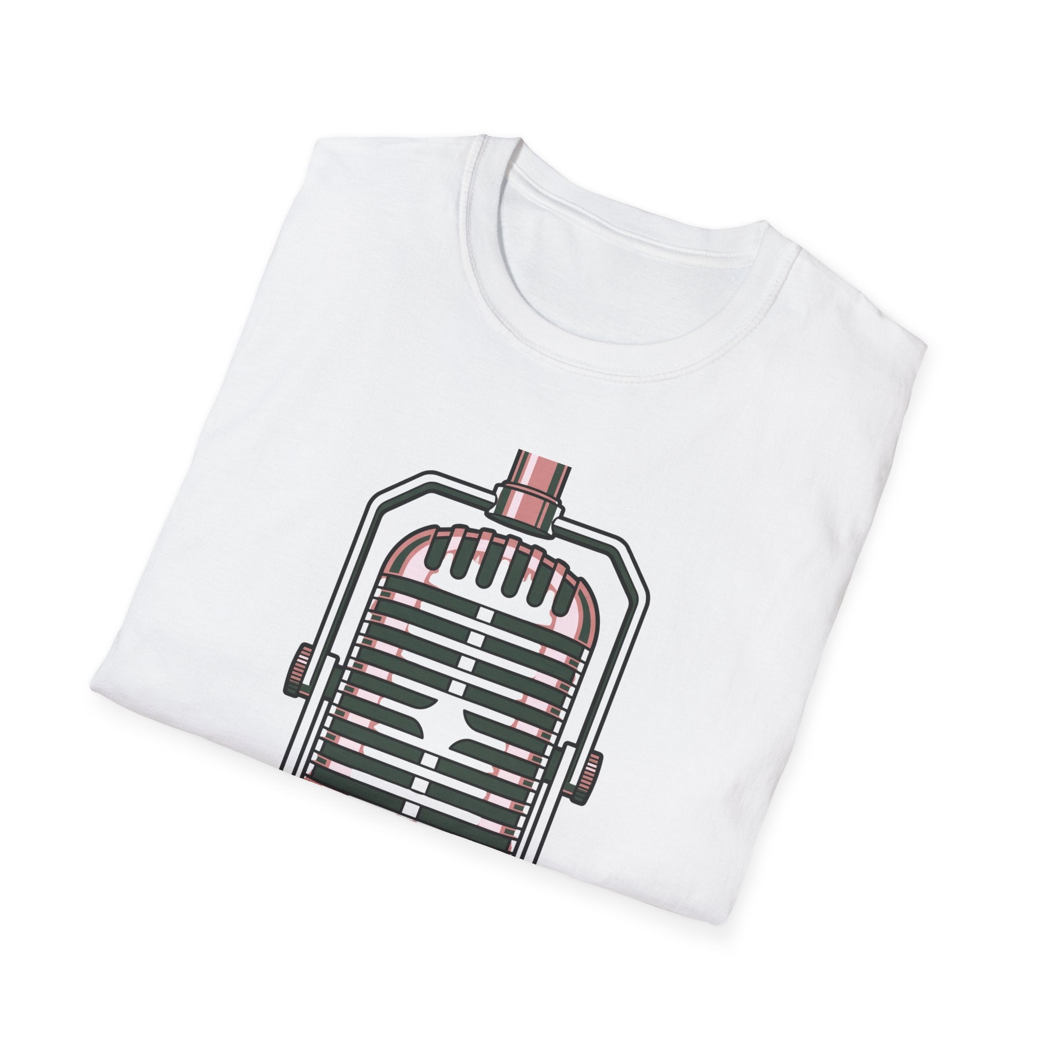Vintage Microphone T-Shirt — Retro Radio Voice Tee for Singers & Podcasters