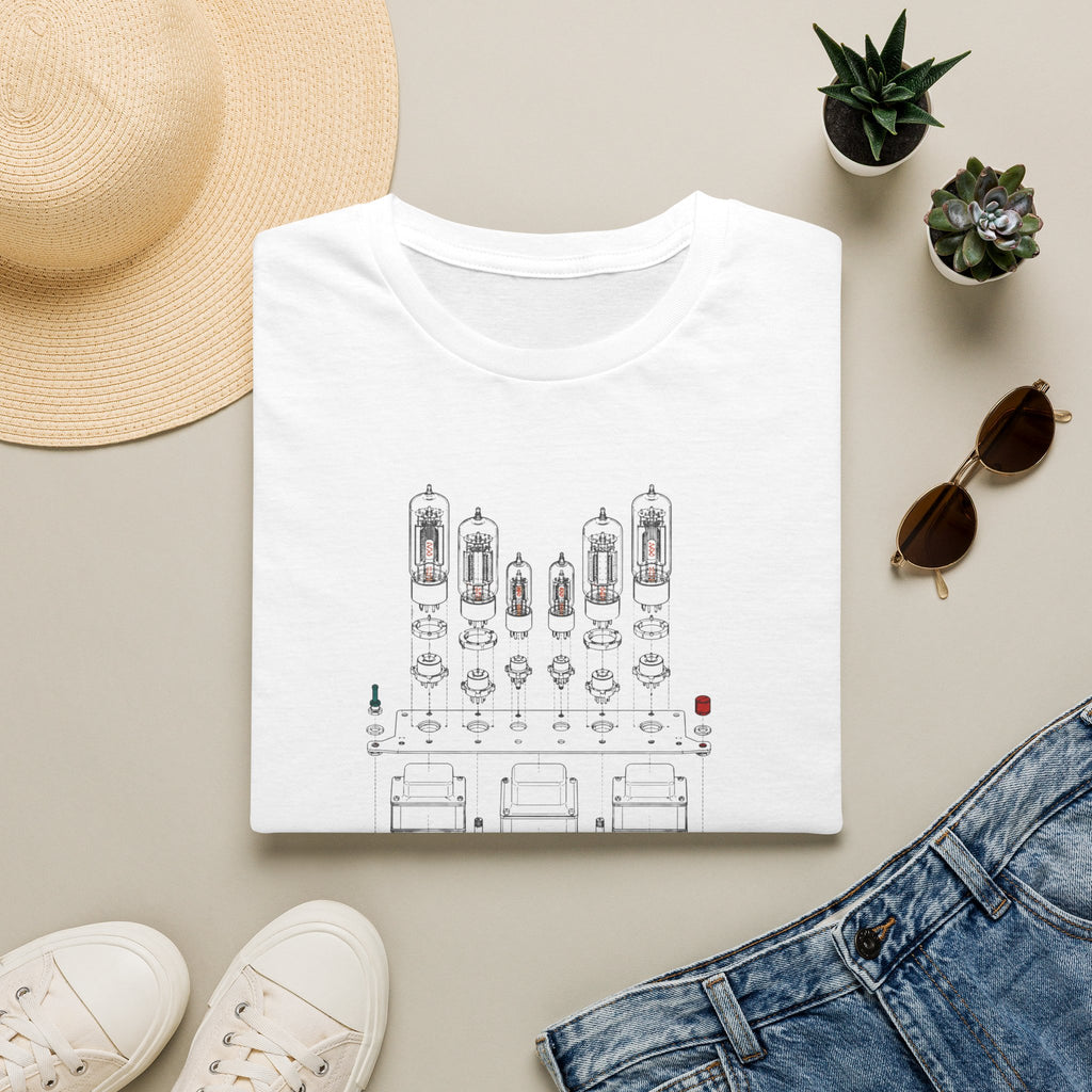 Vintage Tube Amp Schematic T-Shirt — Retro Audio Engineer Tee