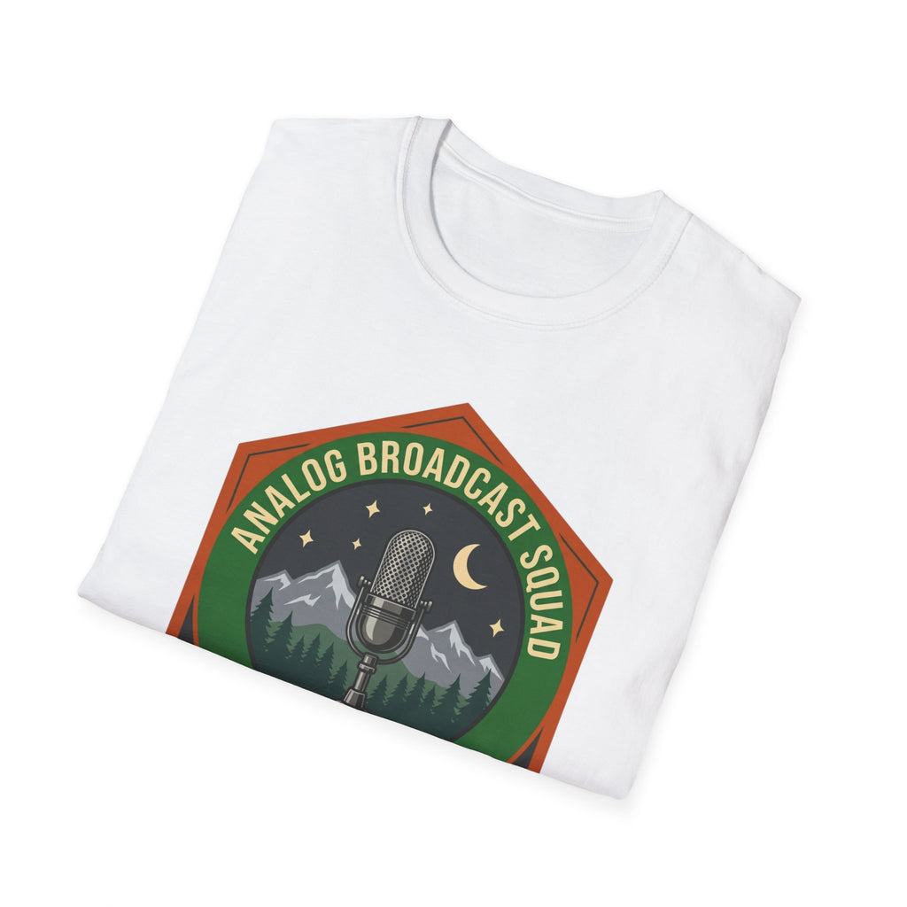 Analog Broadcast Squad T-Shirt — Vintage Microphone Mountain Logo