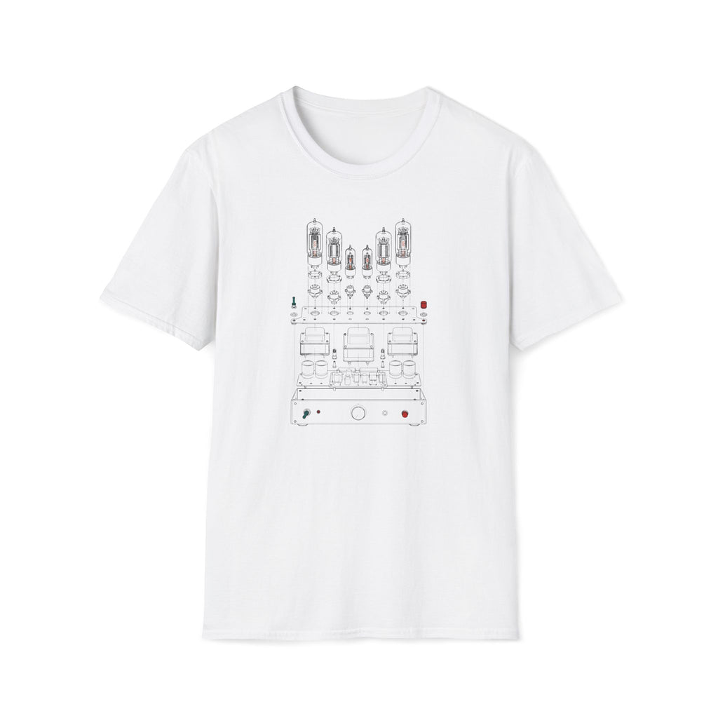 Vintage Tube Amp Schematic T-Shirt — Retro Audio Engineer Tee