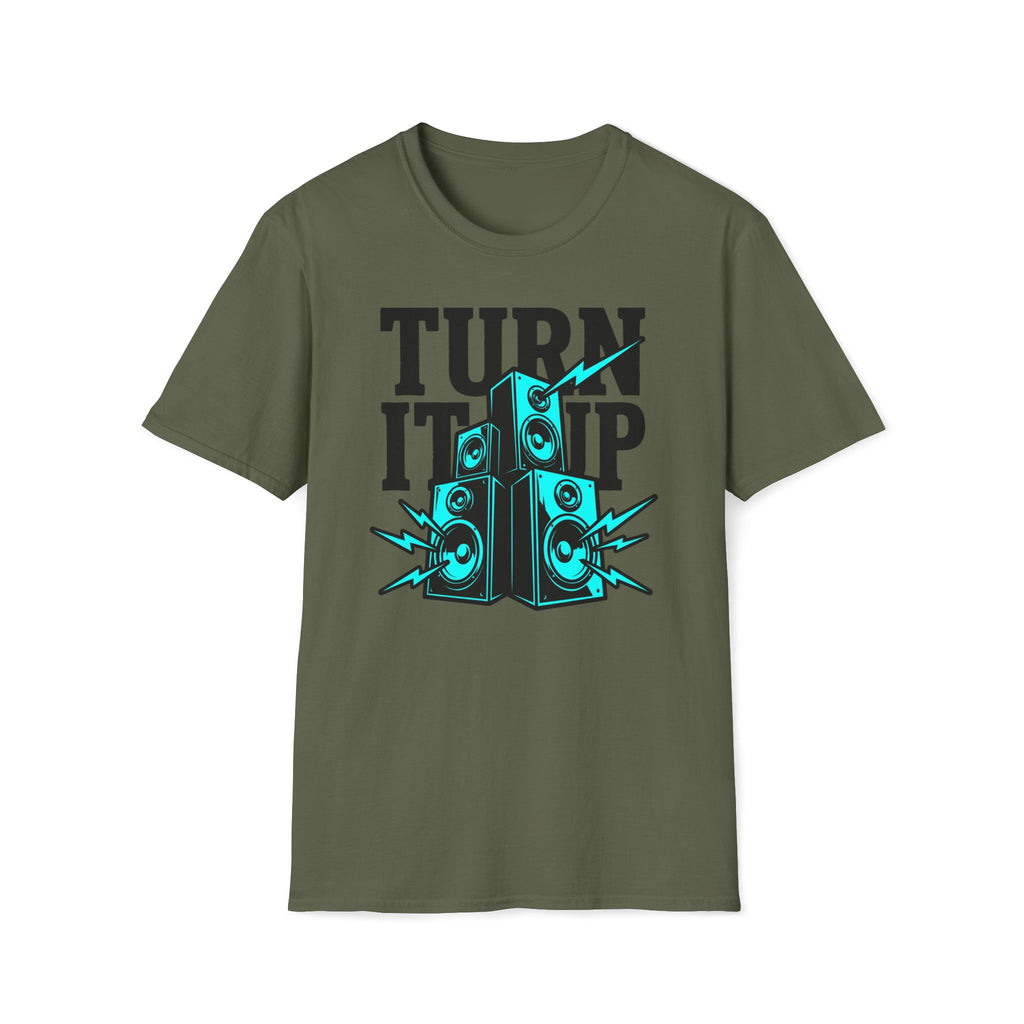 Turn It Up Blue Speakers T-Shirt - Turn Up the Volume Retro Tee