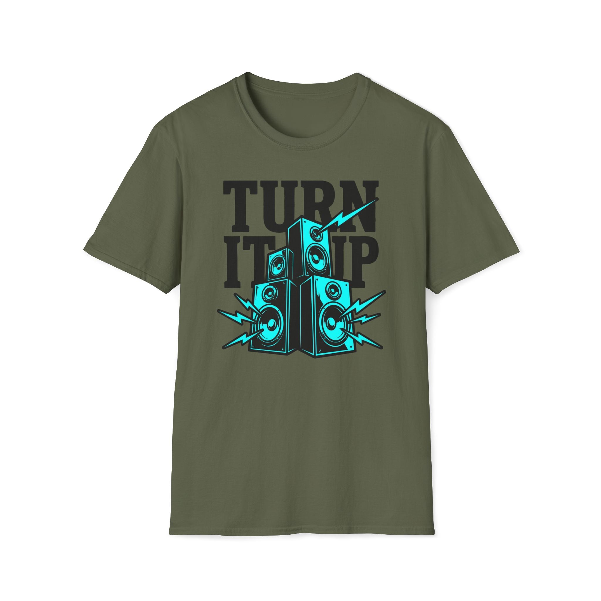 Turn It Up Blue Speakers T-Shirt - Turn Up the Volume Retro Tee