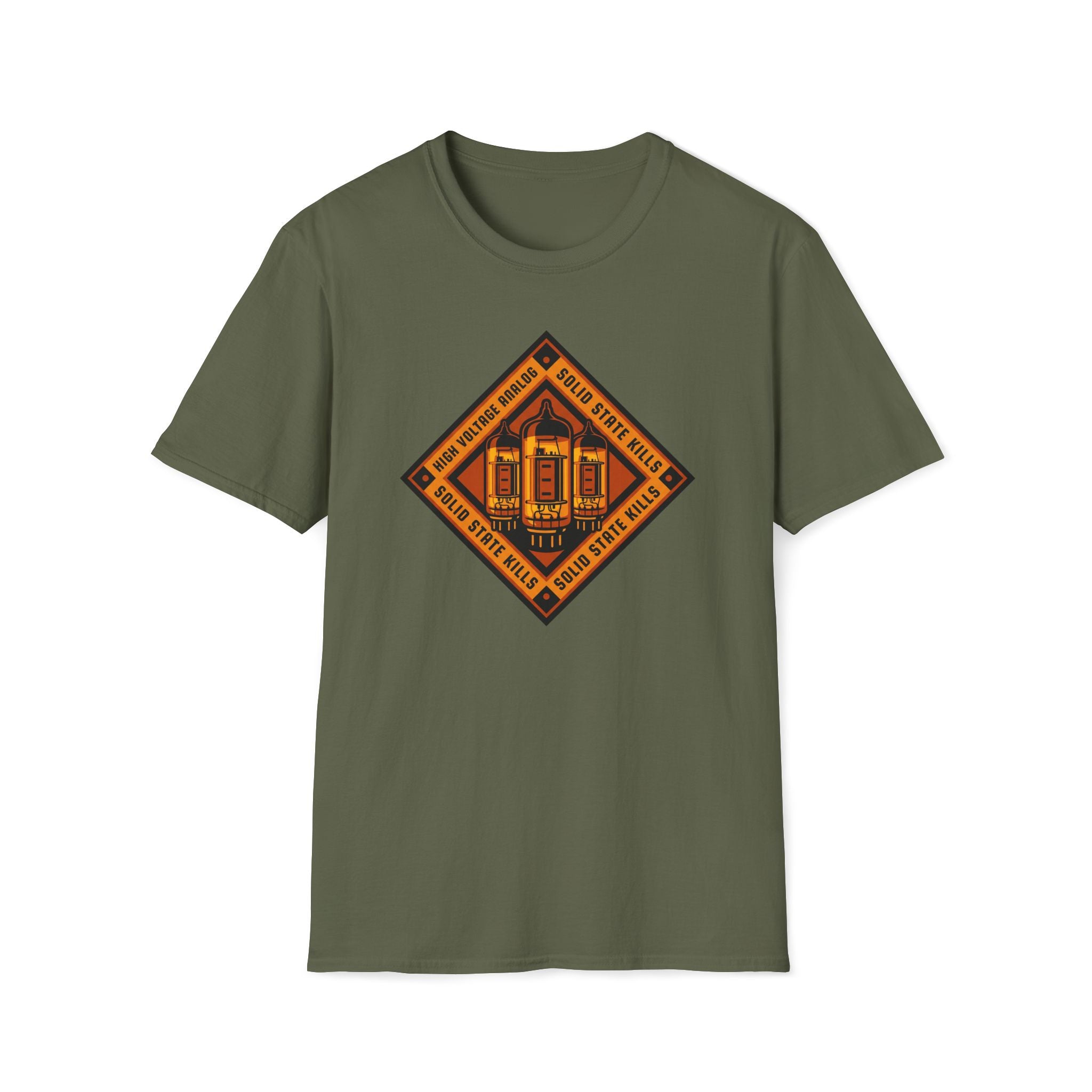 Vintage Tube Amp Tee — "High Voltage Orange" Guitarist Musician T-Shirt