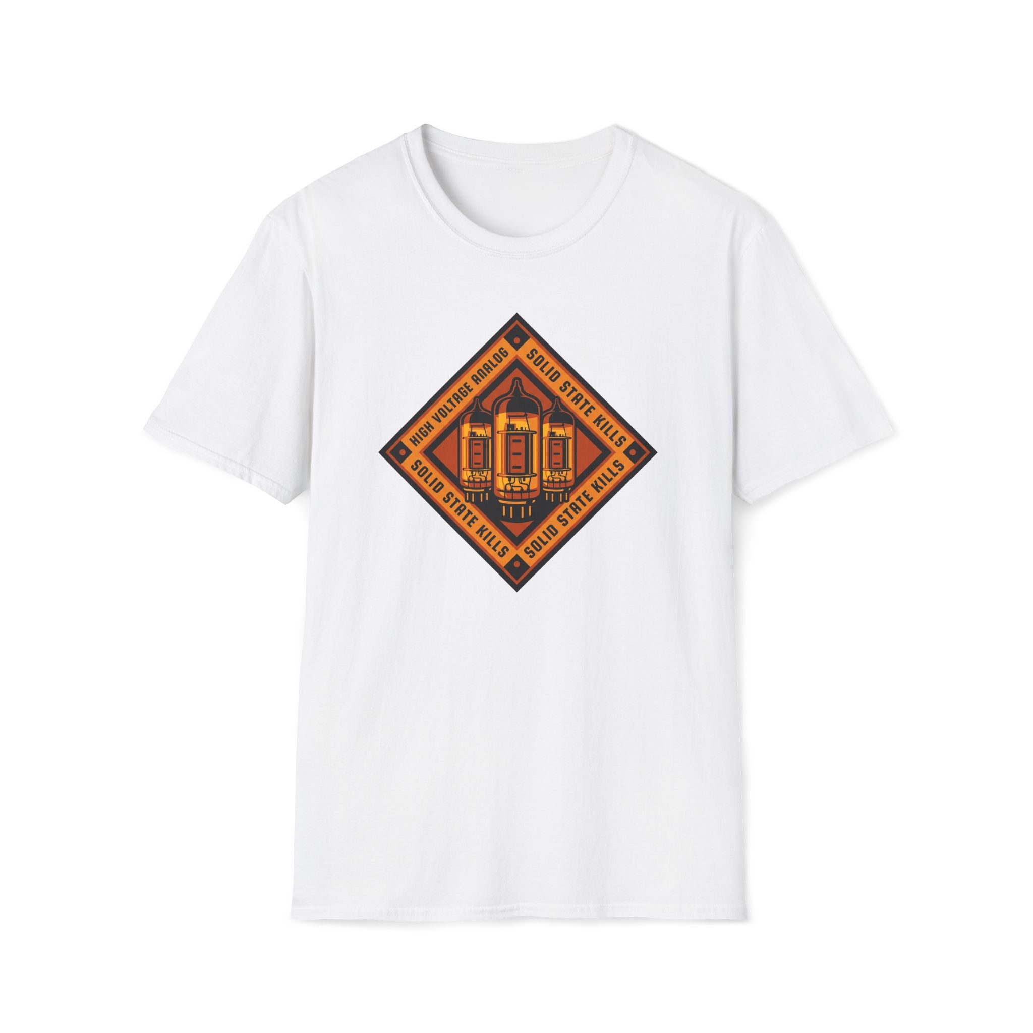 Vintage Tube Amp Tee — "High Voltage Orange" Guitarist Musician T-Shirt