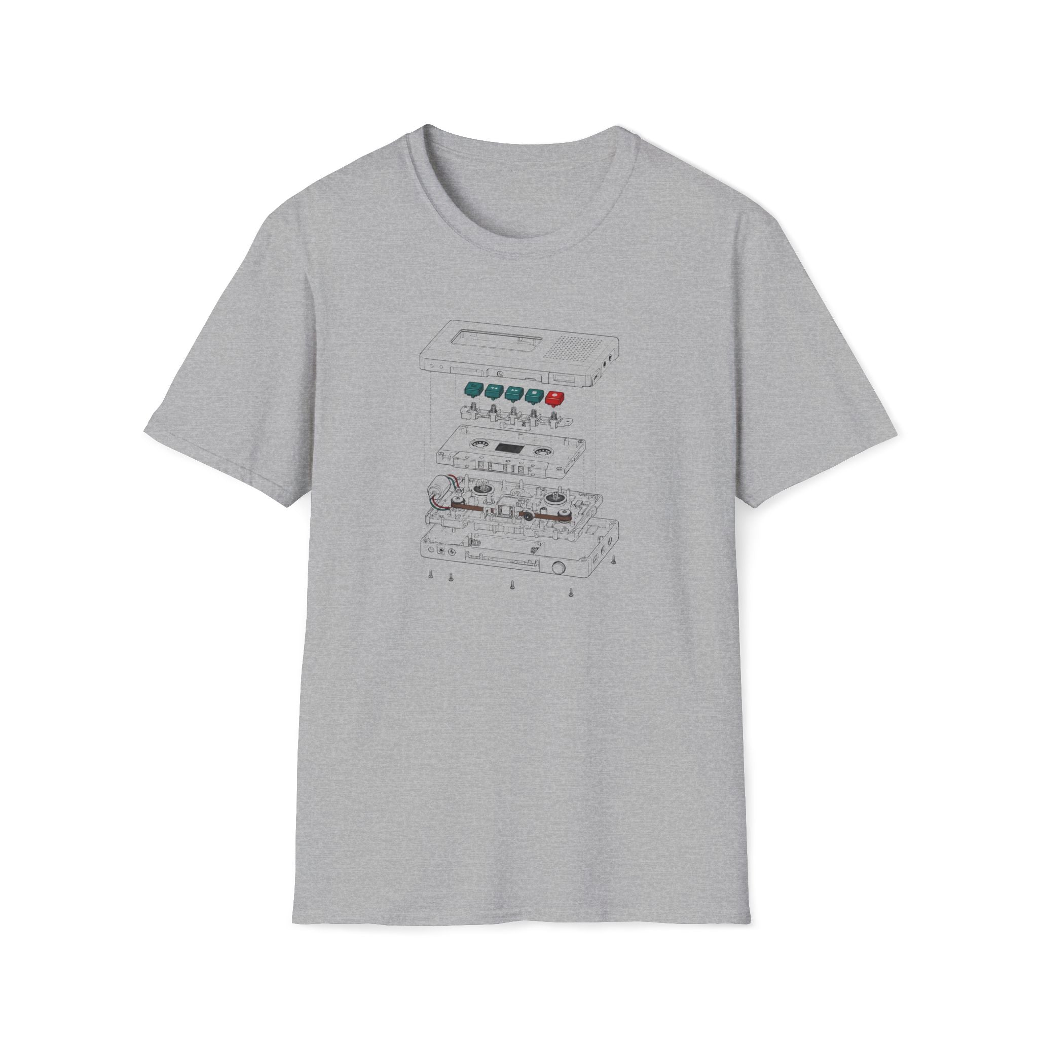 Cassette Tape Schematic T-Shirt — Retro Audio Diagram Tee