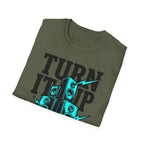 Turn It Up Blue Speakers T-Shirt - Turn Up the Volume Retro Tee