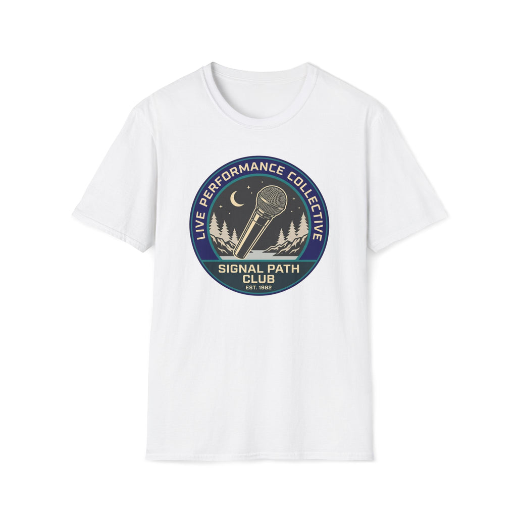 'Live Performance Collective' T‑Shirt — Signal Path Club Microphone Concert Tee