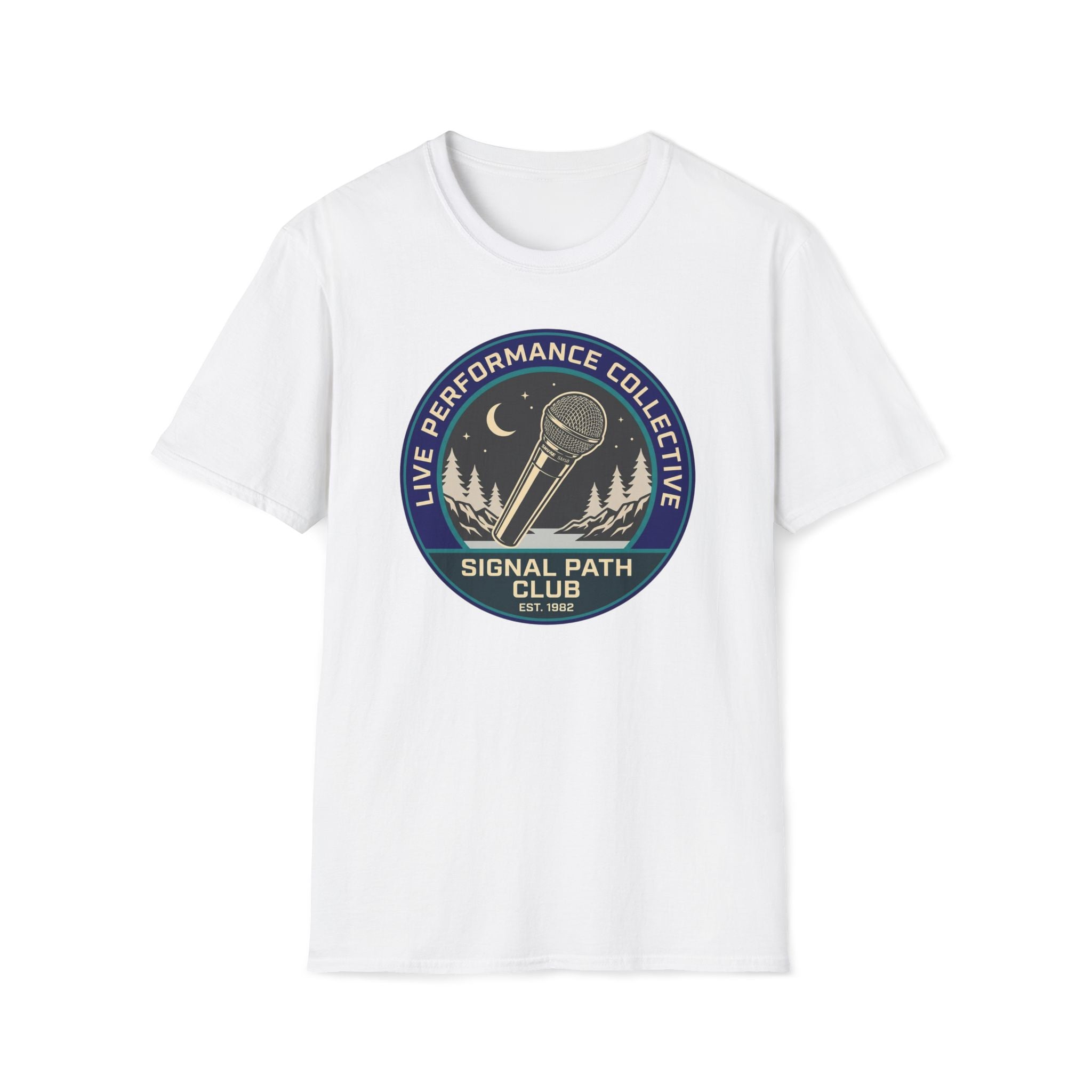 'Live Performance Collective' T‑Shirt — Signal Path Club Microphone Concert Tee