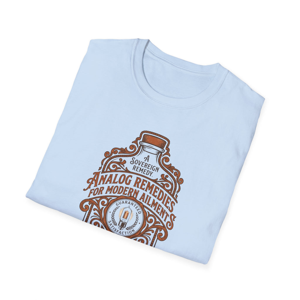 Analog Remedies Bottle T‑Shirt — Vintage Apothecary Design