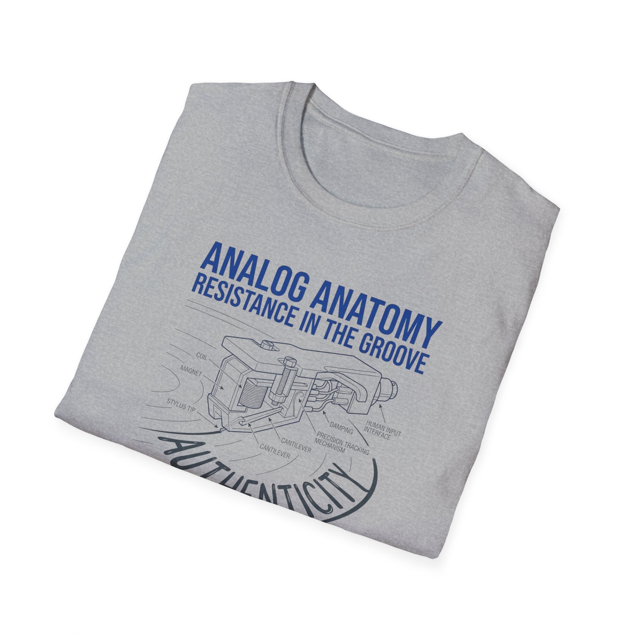 Analog Anatomy T-Shirt — 'Resistance in the Groove' Vintage Turntable Diagram Tee