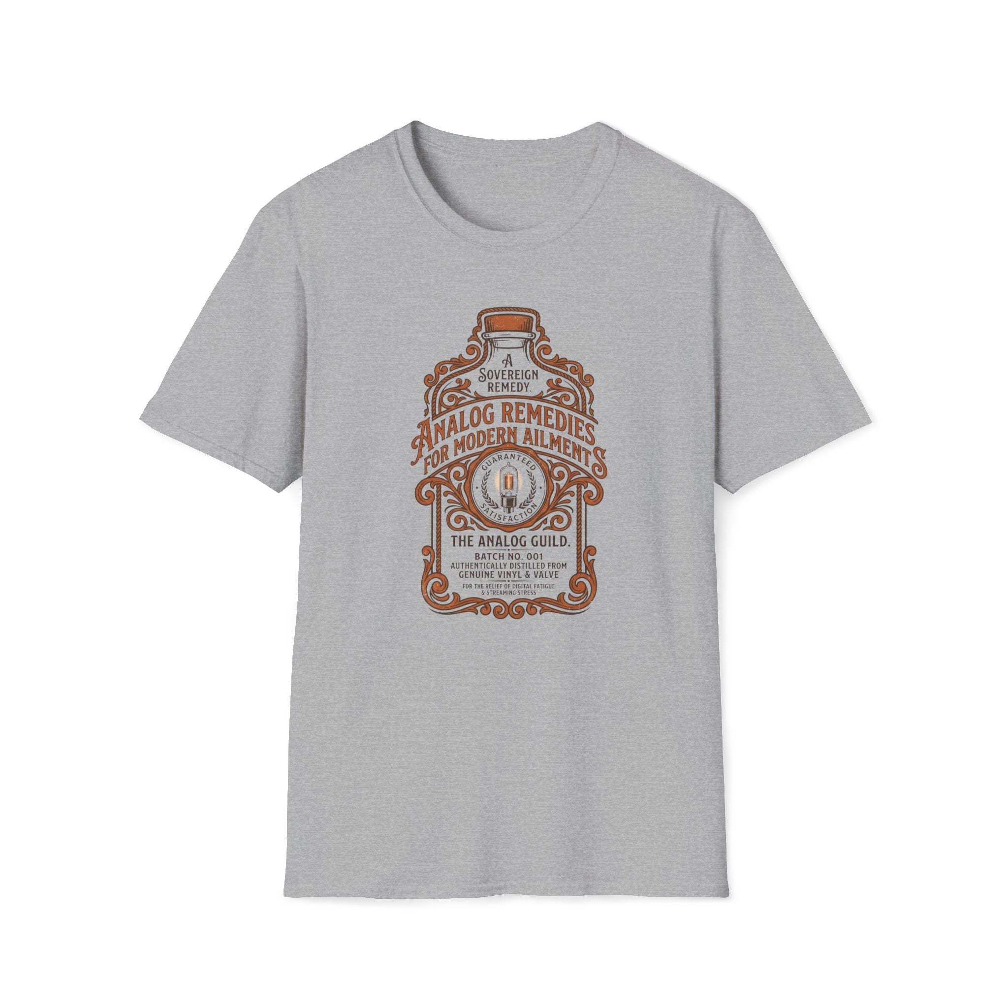 Analog Remedies Bottle T‑Shirt — Vintage Apothecary Design