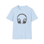 Headphones Graphic T-Shirt — Retro Silver Over-Ear Design for Music Lovers