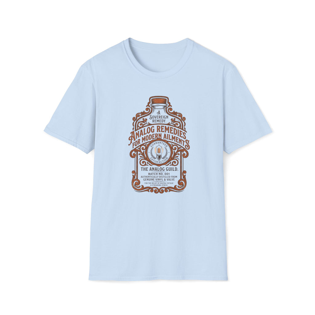 Analog Remedies Bottle T‑Shirt — Vintage Apothecary Design