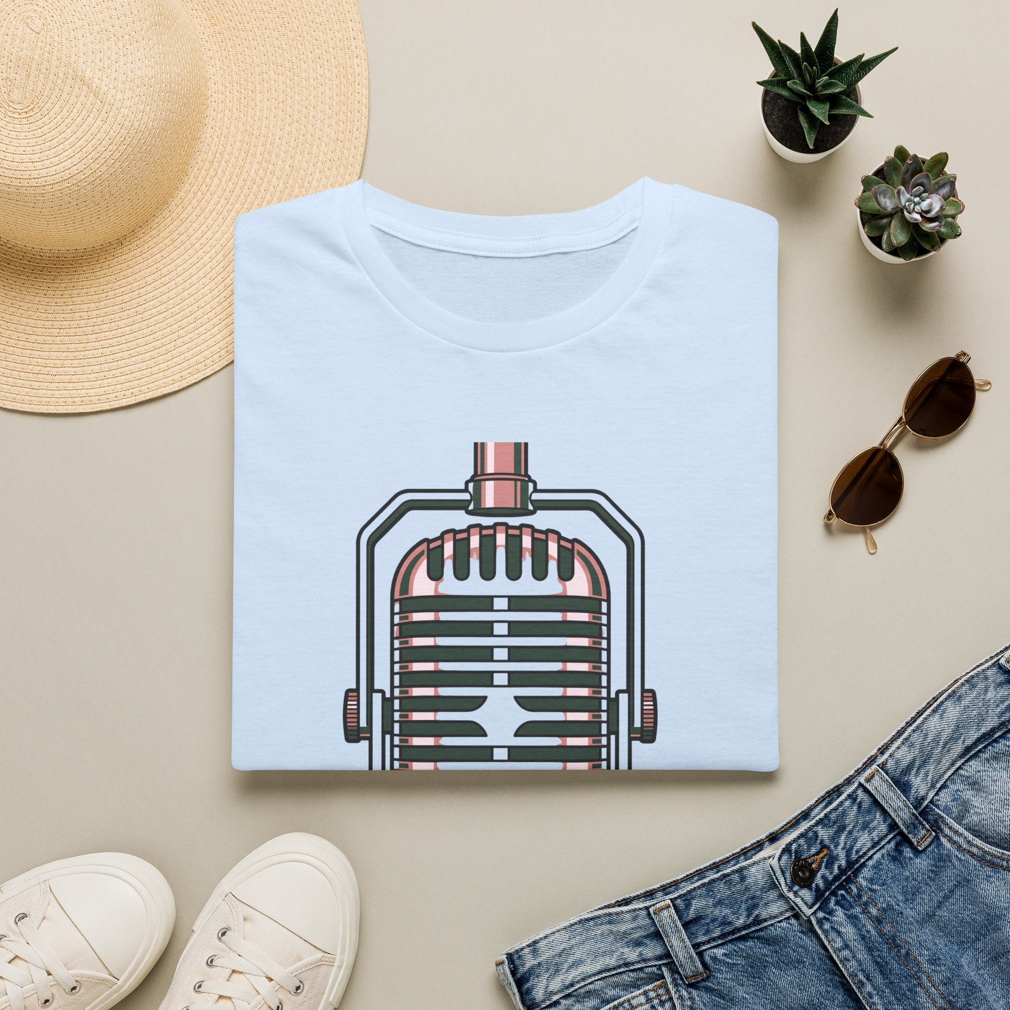 Vintage Microphone T-Shirt — Retro Radio Voice Tee for Singers & Podcasters