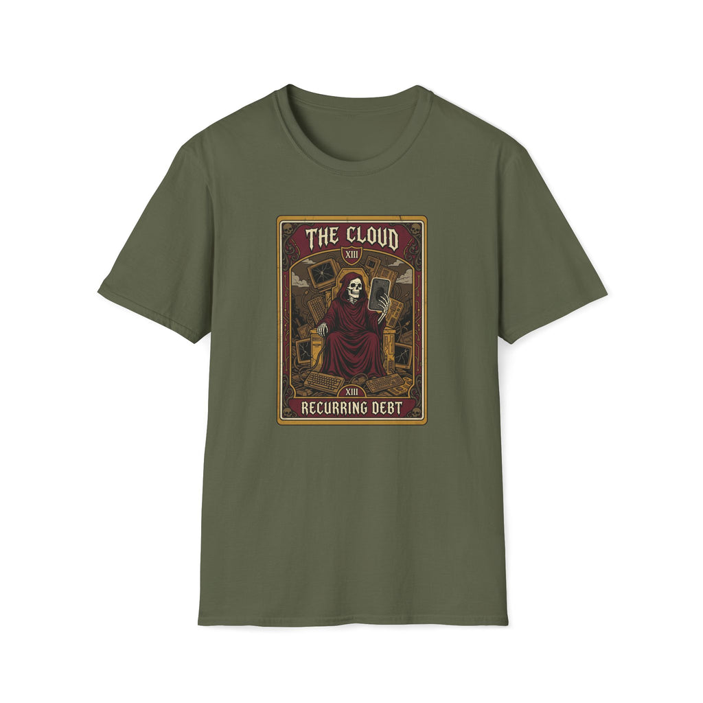Tarot-Inspired 'The Cloud' Graphic T-Shirt — Gothic Skeleton Design