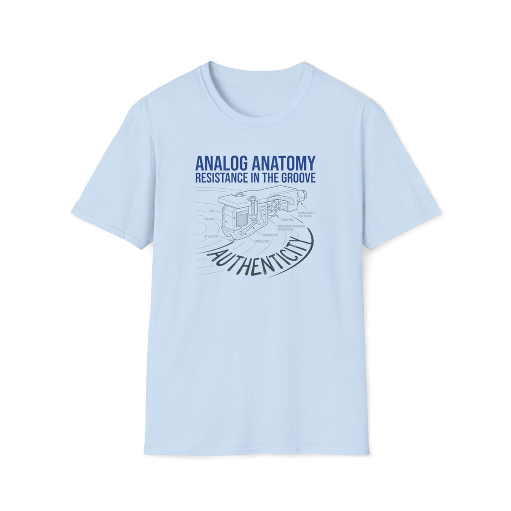 Analog Anatomy T-Shirt — 'Resistance in the Groove' Vintage Turntable Diagram Tee