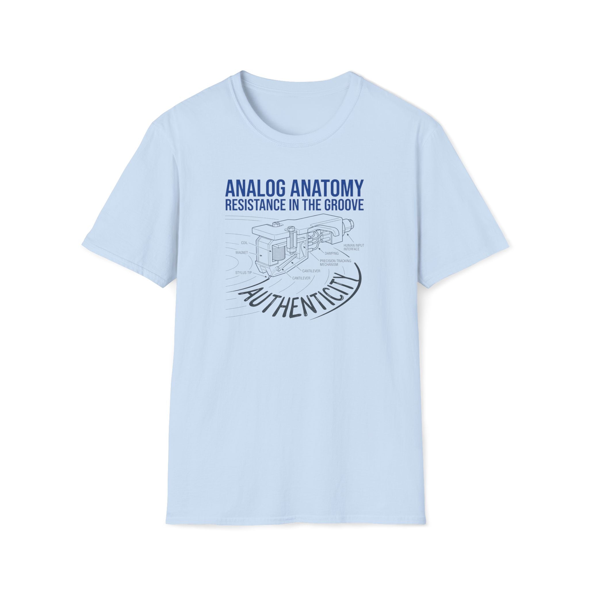 Analog Anatomy T-Shirt — 'Resistance in the Groove' Vintage Turntable Diagram Tee