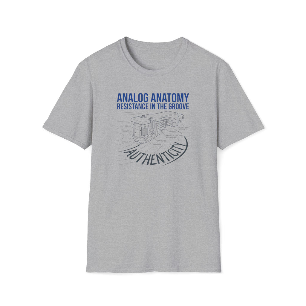 Analog Anatomy T-Shirt — 'Resistance in the Groove' Vintage Turntable Diagram Tee
