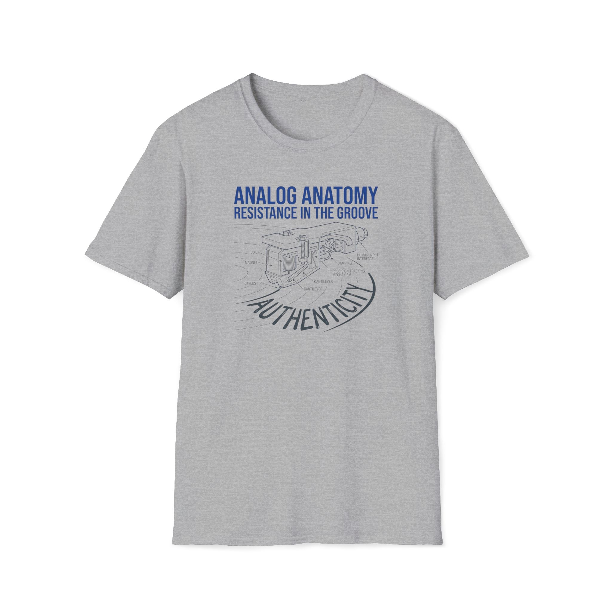 Analog Anatomy T-Shirt — 'Resistance in the Groove' Vintage Turntable Diagram Tee