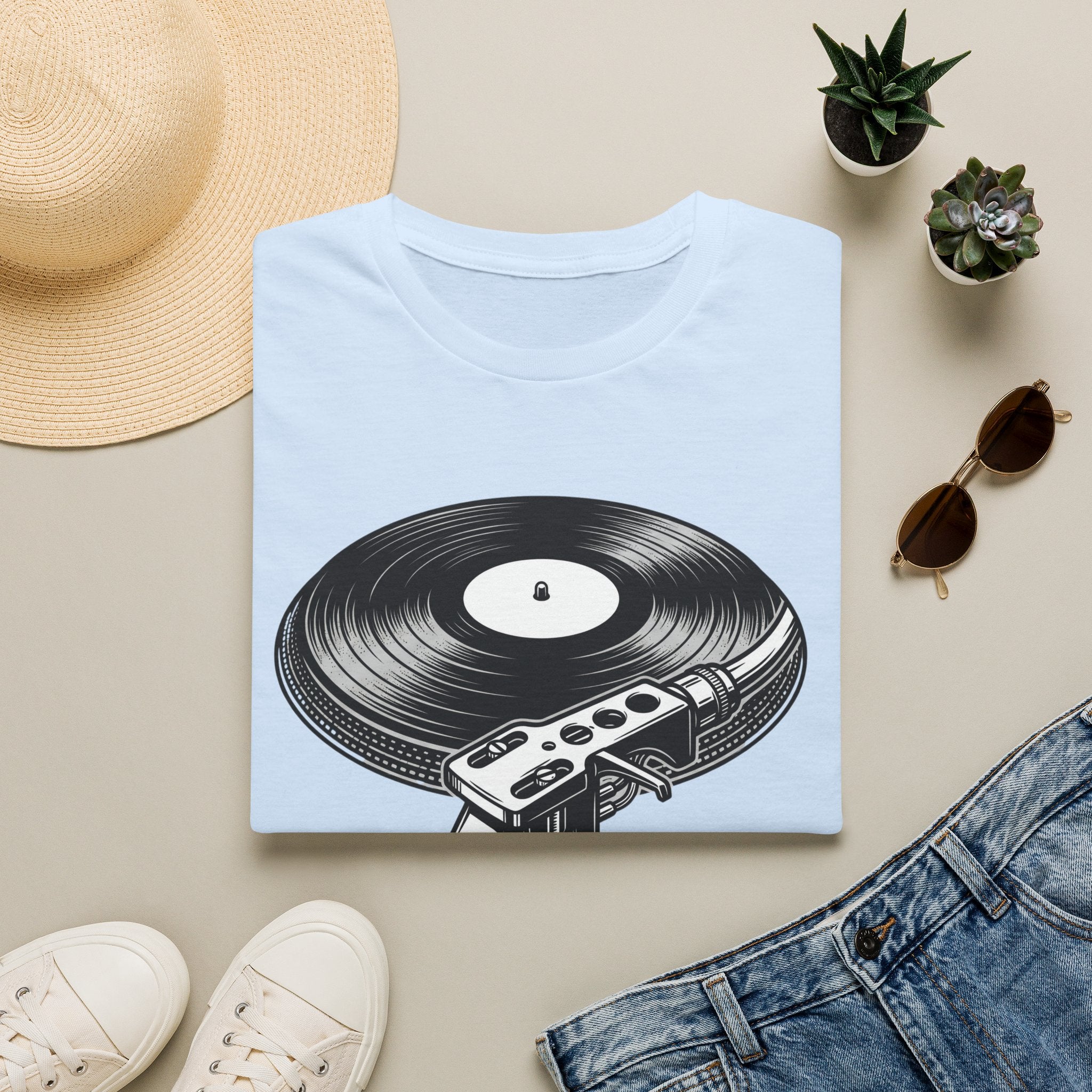 Vintage Vinyl Record T-Shirt — Retro Turntable Graphic Tee