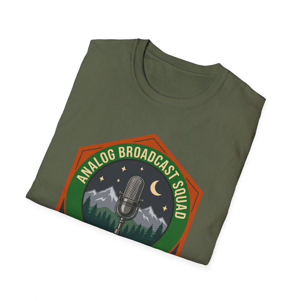 Analog Broadcast Squad T-Shirt — Vintage Microphone Mountain Logo