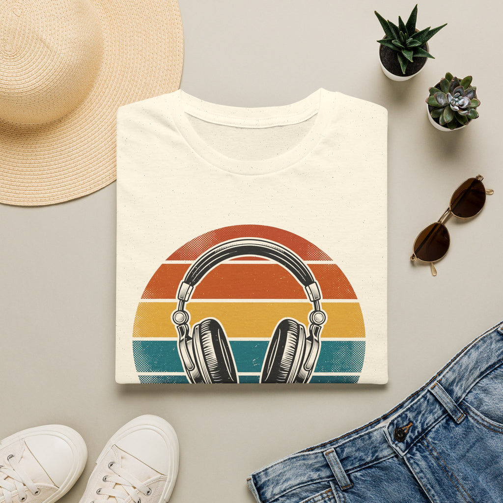 Retro Headphones T-Shirt — Vintage Sunset Music Tee