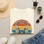 Retro Headphones T-Shirt — Vintage Sunset Music Tee