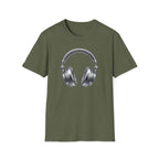 Headphones Graphic T-Shirt — Retro Silver Over-Ear Design for Music Lovers
