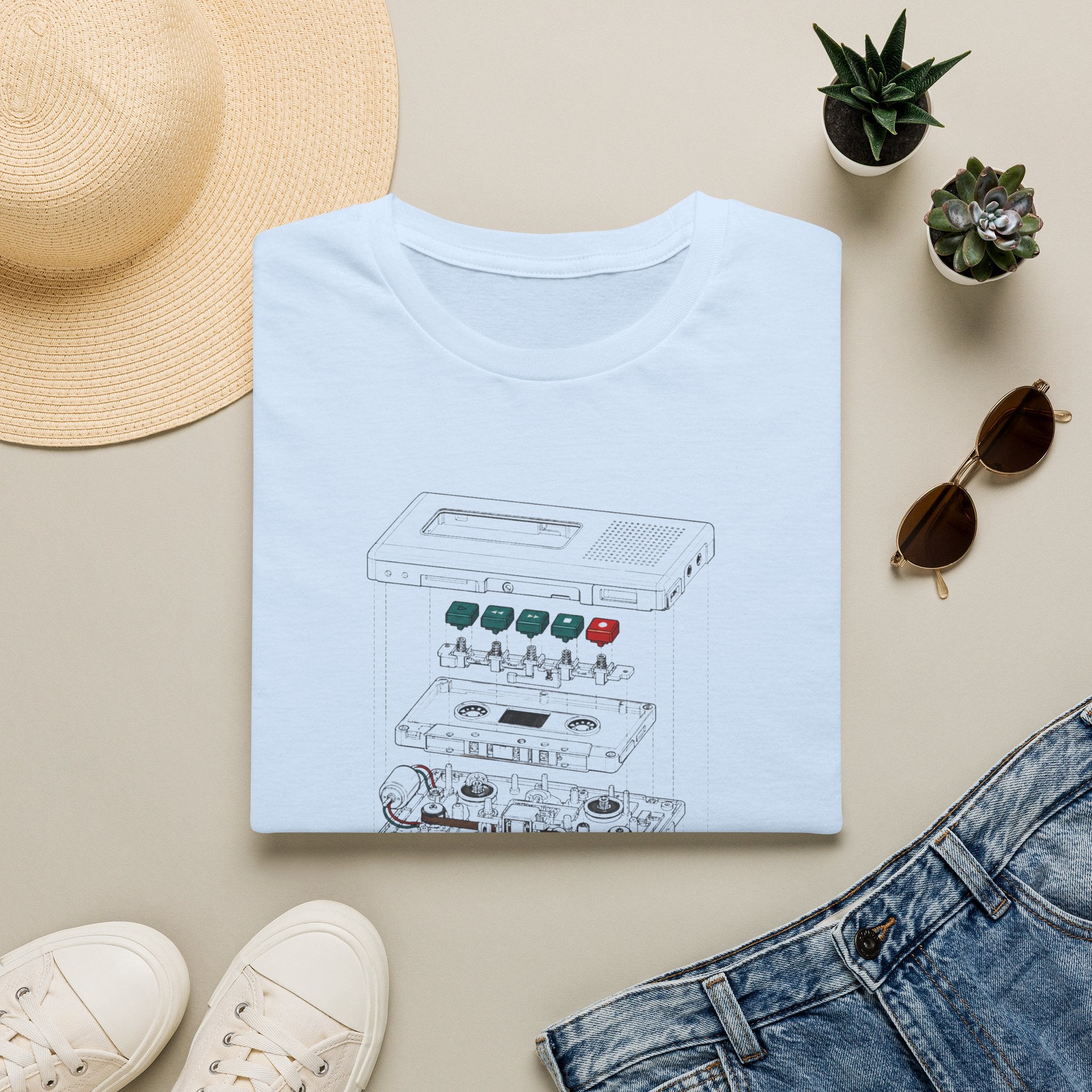 Cassette Tape Schematic T-Shirt — Retro Audio Diagram Tee